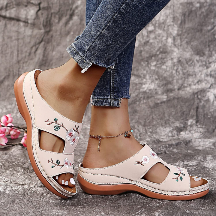 Orthopedische platformslippers met bloemenprint voor dames