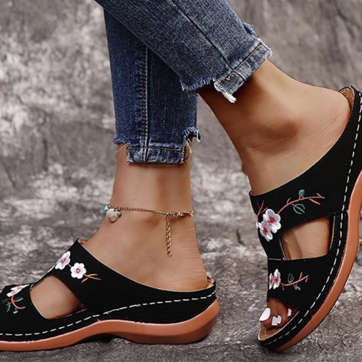 Orthopedische platformslippers met bloemenprint voor dames