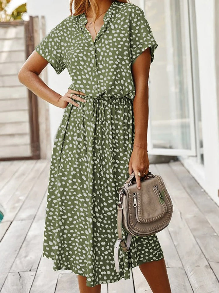 Bedrukte midi-jurk voor dames, zomerse casual, zwierige