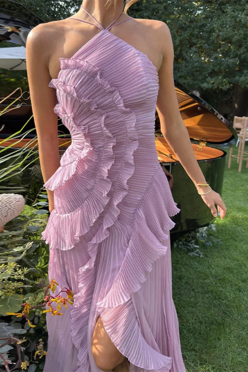 Maxi halterjurk voor dames met open rug