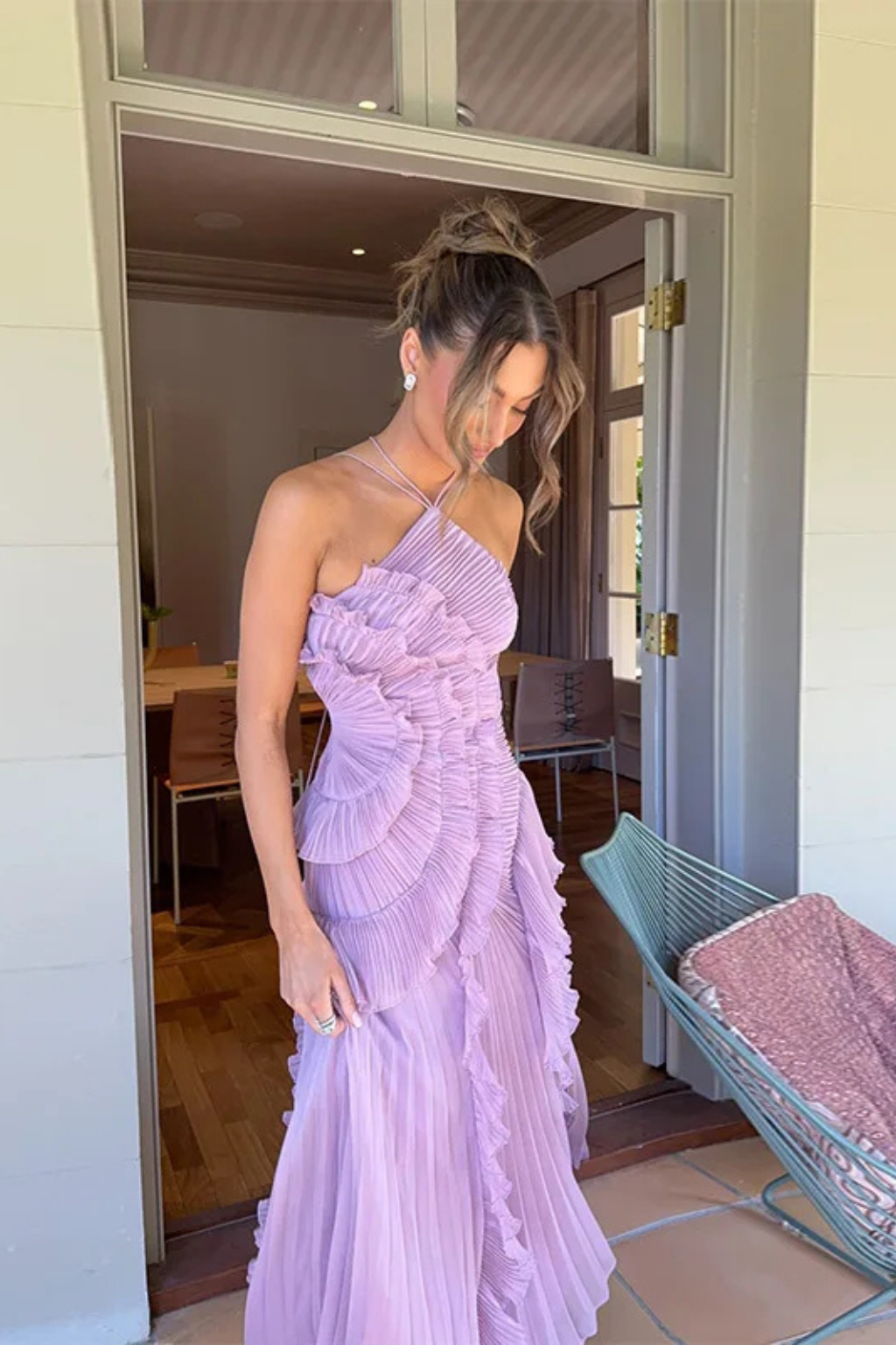 Maxi halterjurk voor dames met open rug