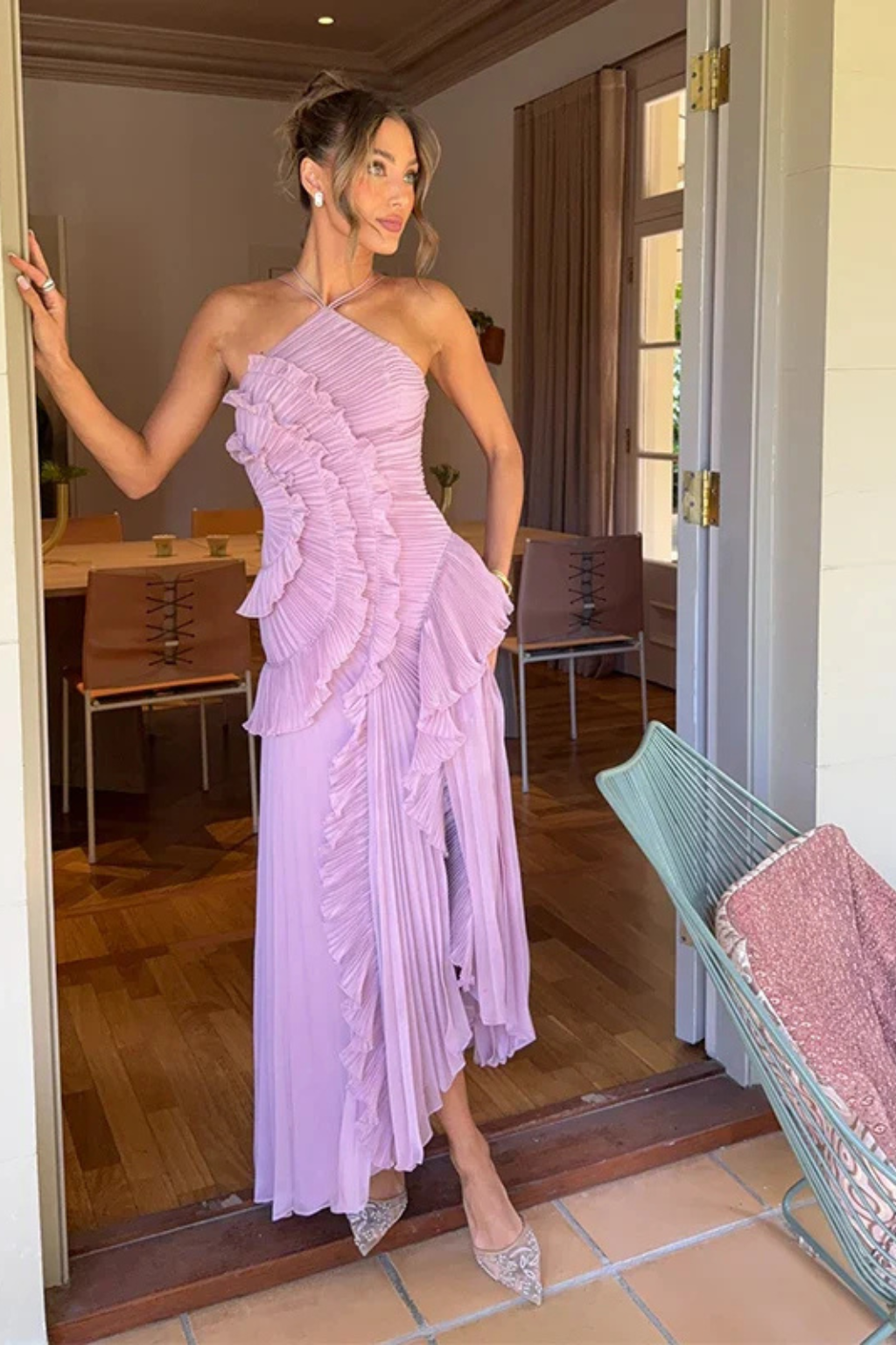 Maxi halterjurk voor dames met open rug
