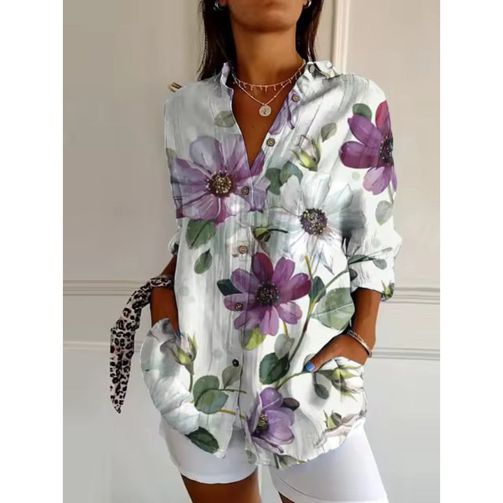 Casual blouse met bloemenprint, lange mouwen en knoopsluiting voor dames