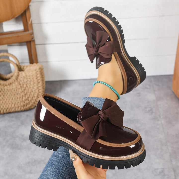 Platform loafers voor dames met strik