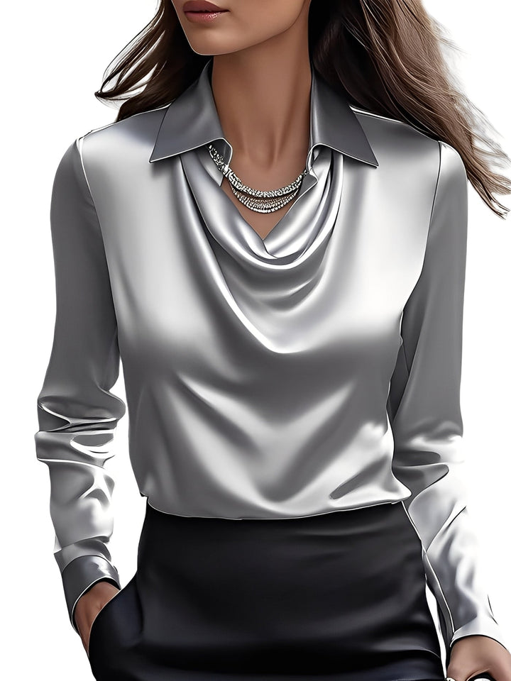 Damesblouse met lange mouwen van satijn
