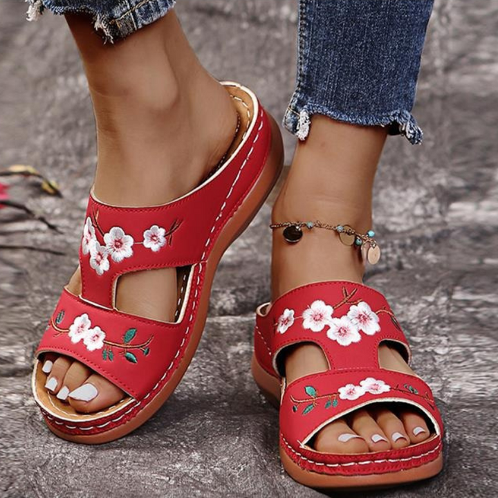 Orthopedische platformslippers met bloemenprint voor dames