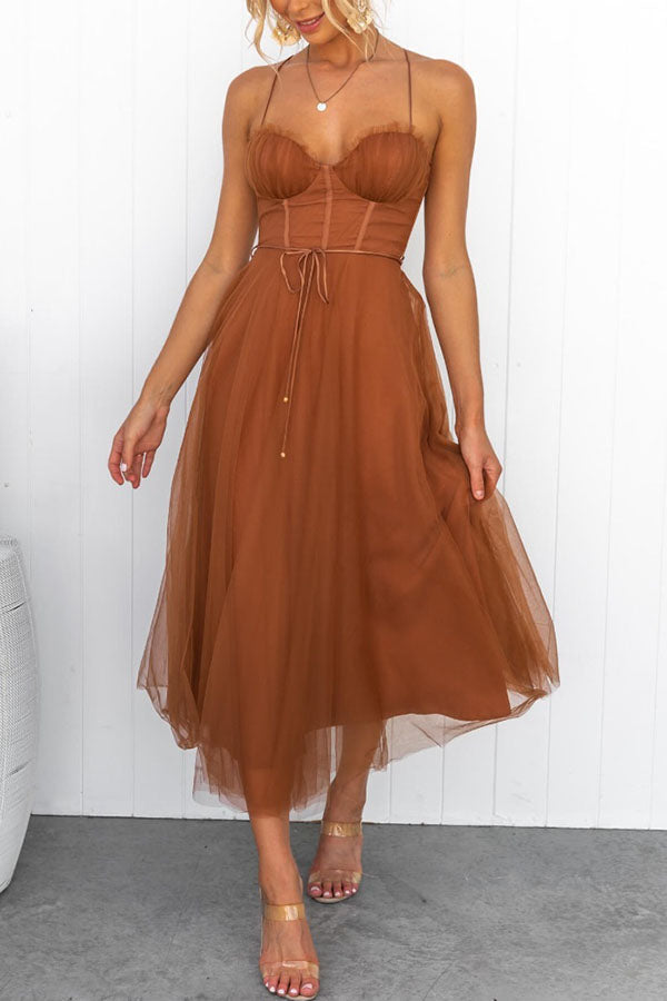 Tule corset droom midi jurk