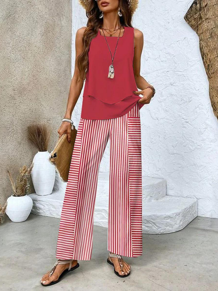 Damesset: top en wijde broek
