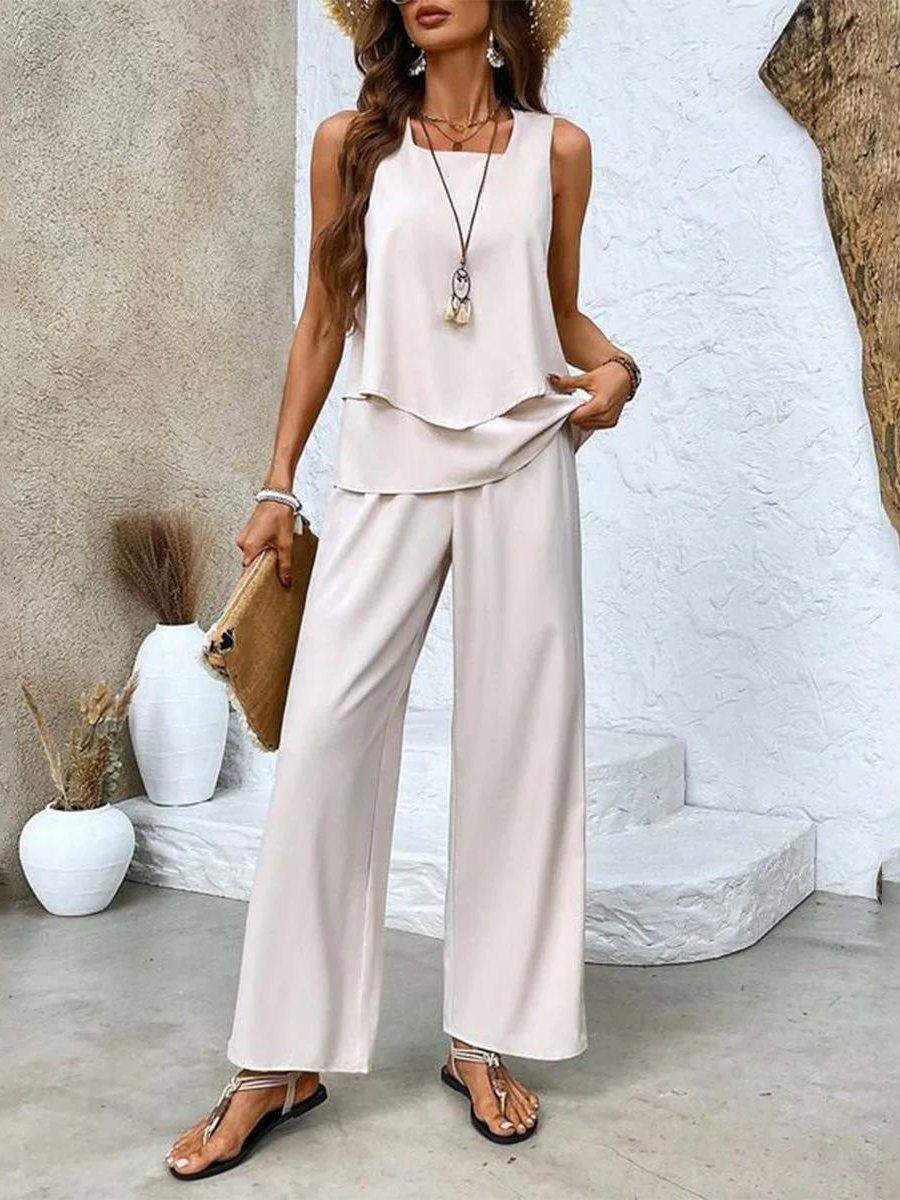 Damesset: top en wijde broek