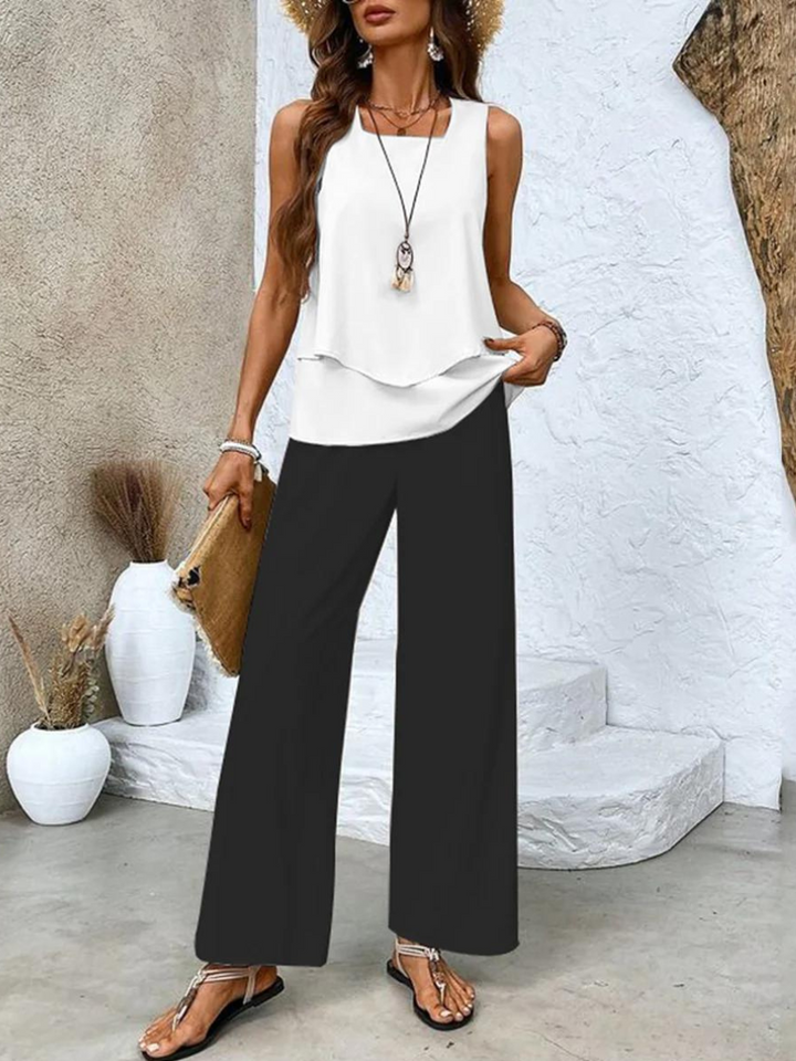 Damesset: top en wijde broek
