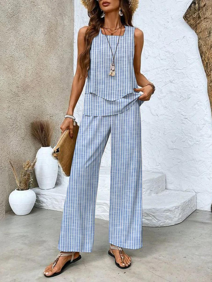 Damesset: top en wijde broek