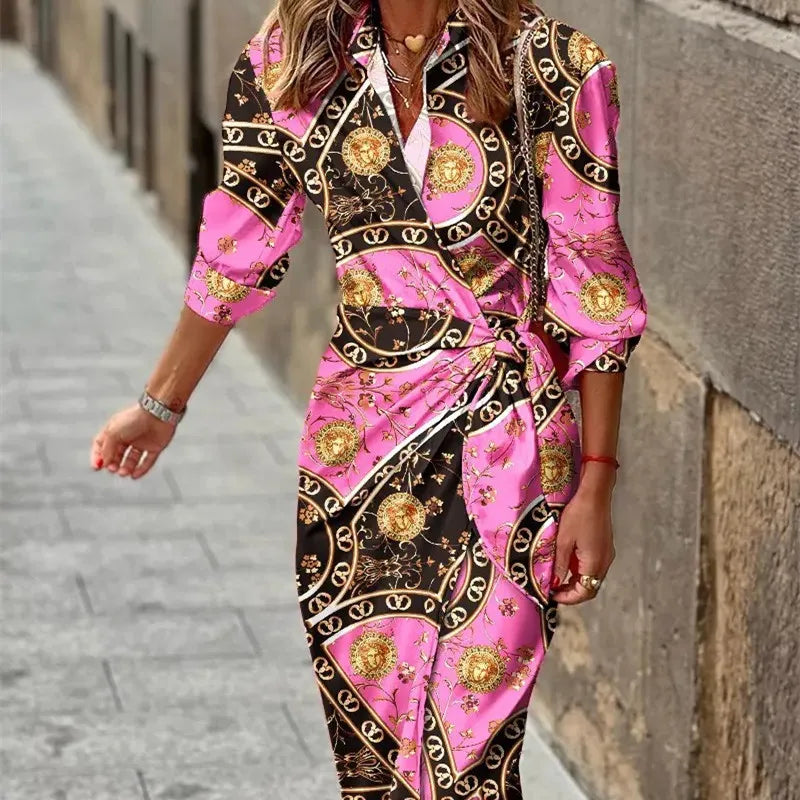 Midi-jurk voor dames met overslag, casual en elegant
