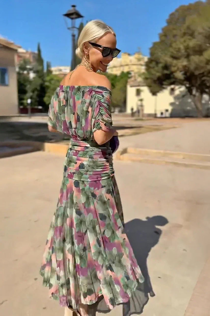 Elegante maxi-jurk met bloemenprint