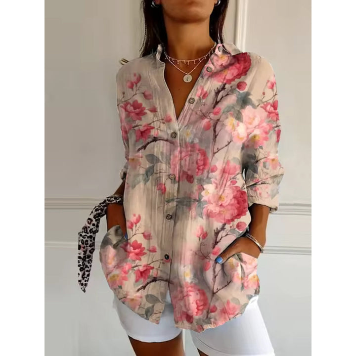 Casual blouse met bloemenprint, lange mouwen en knoopsluiting voor dames