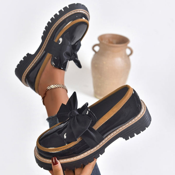 Platform loafers voor dames met strik