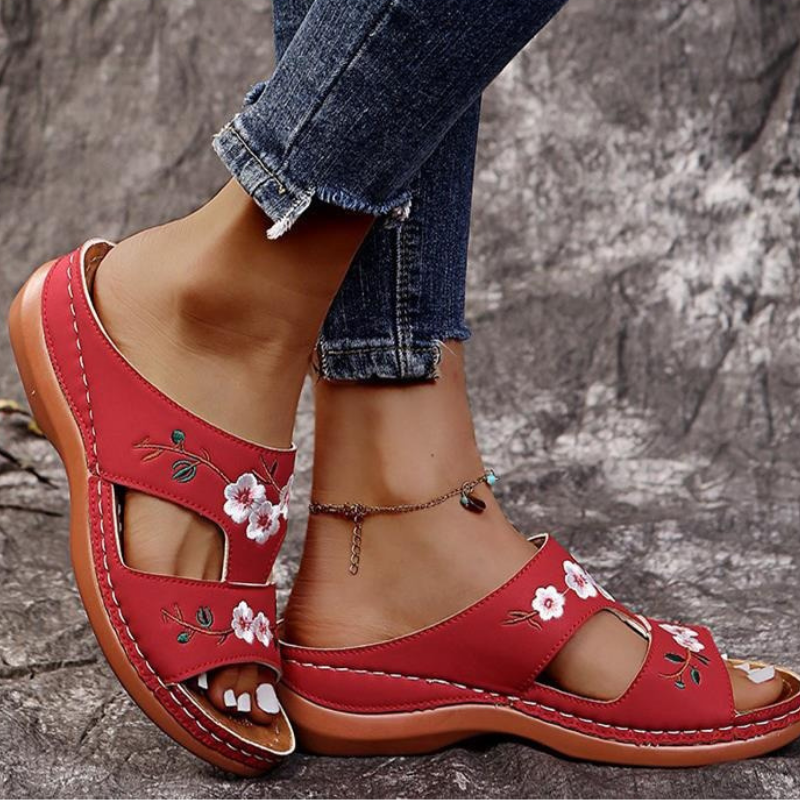 Orthopedische platformslippers met bloemenprint voor dames