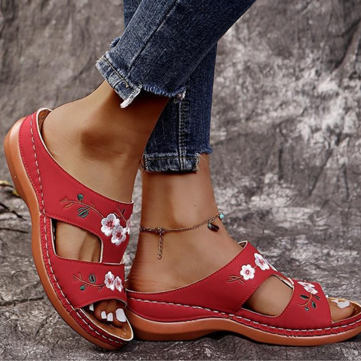 Orthopedische platformslippers met bloemenprint voor dames
