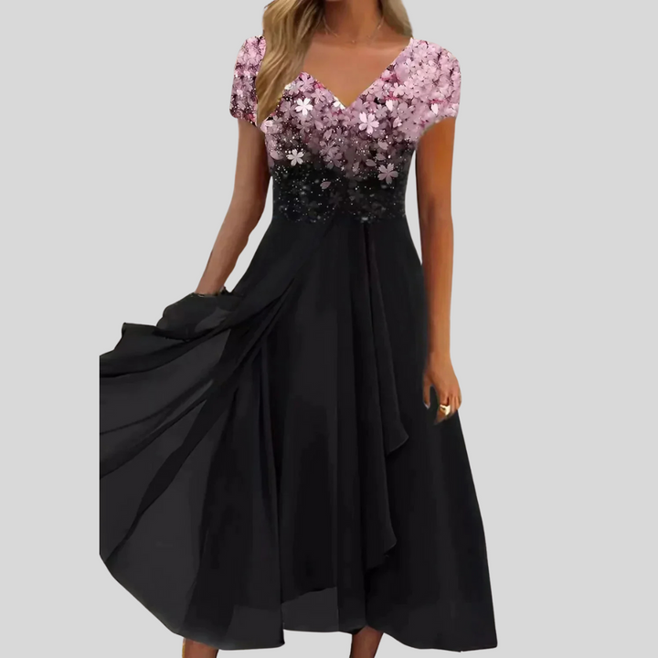 Elegante midi-jurk met vierkante hals
