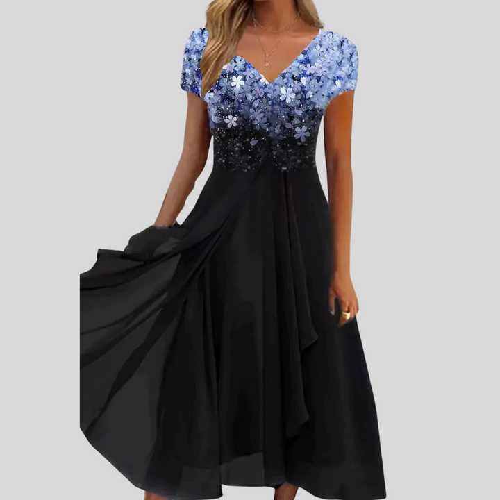 Elegante midi-jurk met vierkante hals