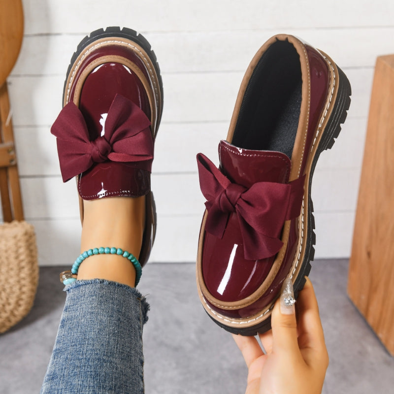 Platform loafers voor dames met strik
