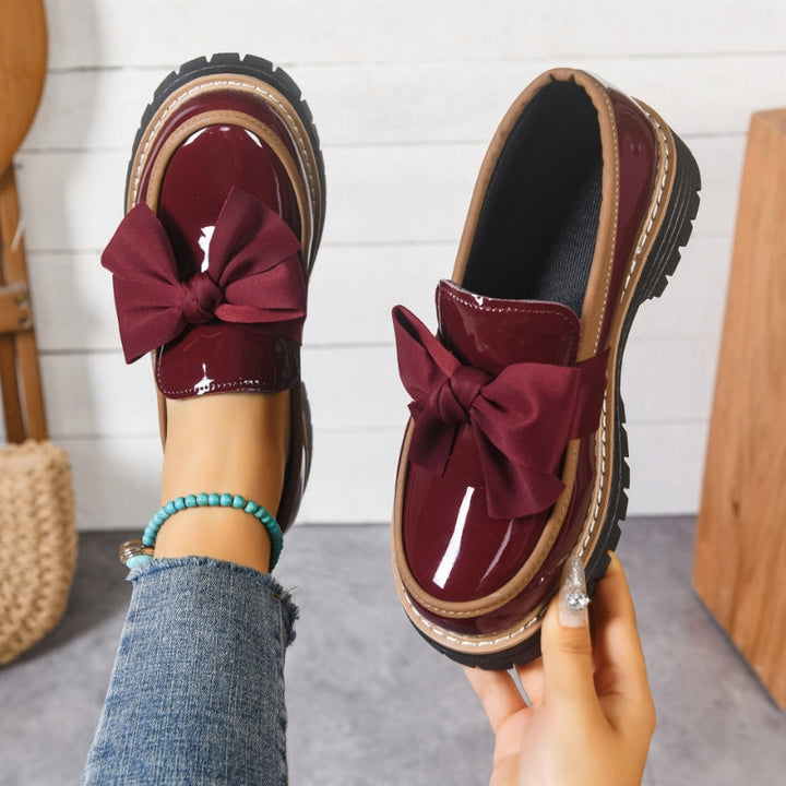 Platform loafers voor dames met strik