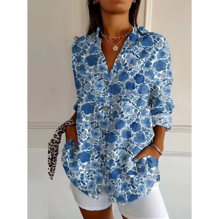 Casual blouse met bloemenprint, lange mouwen en knoopsluiting voor dames