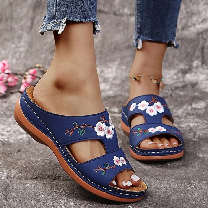 Orthopedische platformslippers met bloemenprint voor dames