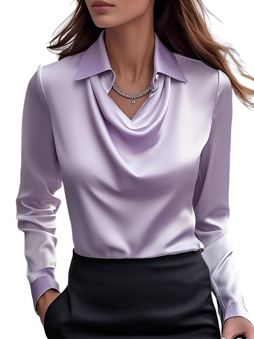 Damesblouse met lange mouwen van satijn
