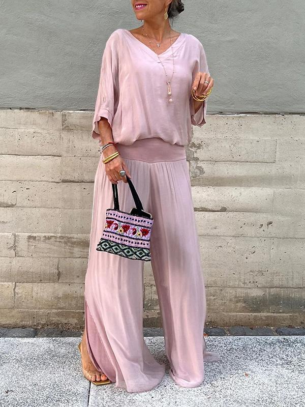 Losse maxi-jurk met v-hals voor dames