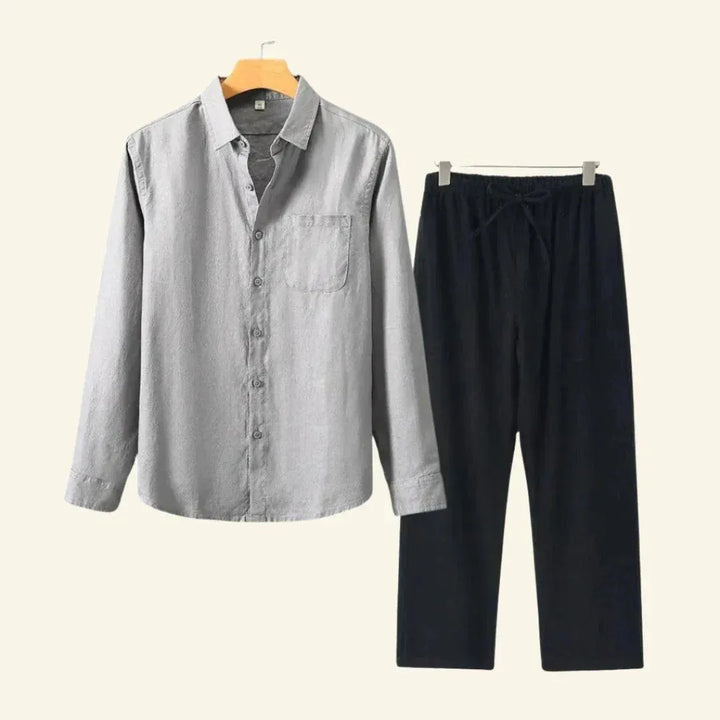 Heren linnen set bestaande uit overhemd en broek, casual en geschikt voor alle seizoenen