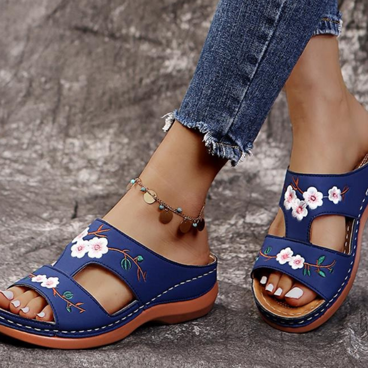 Orthopedische platformslippers met bloemenprint voor dames