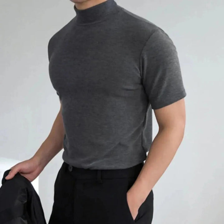 Heren t-shirt met hoge kraag, getailleerde casual stijl