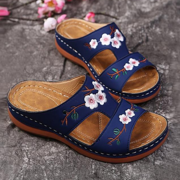 Orthopedische platformslippers met bloemenprint voor dames