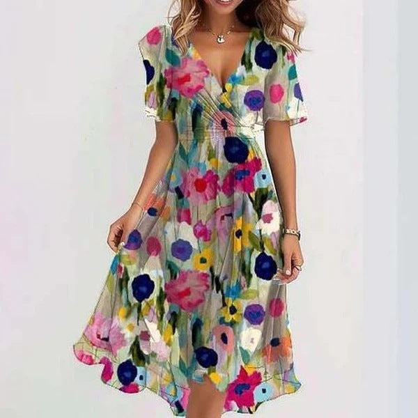 Elegante casual midi-jurk met bloemenprint voor dames