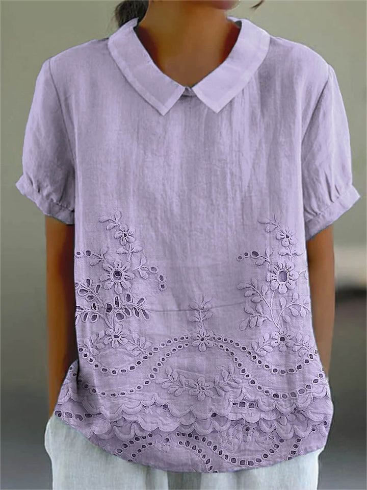 Damesblouse van katoen en linnen met bloemenprint, casual