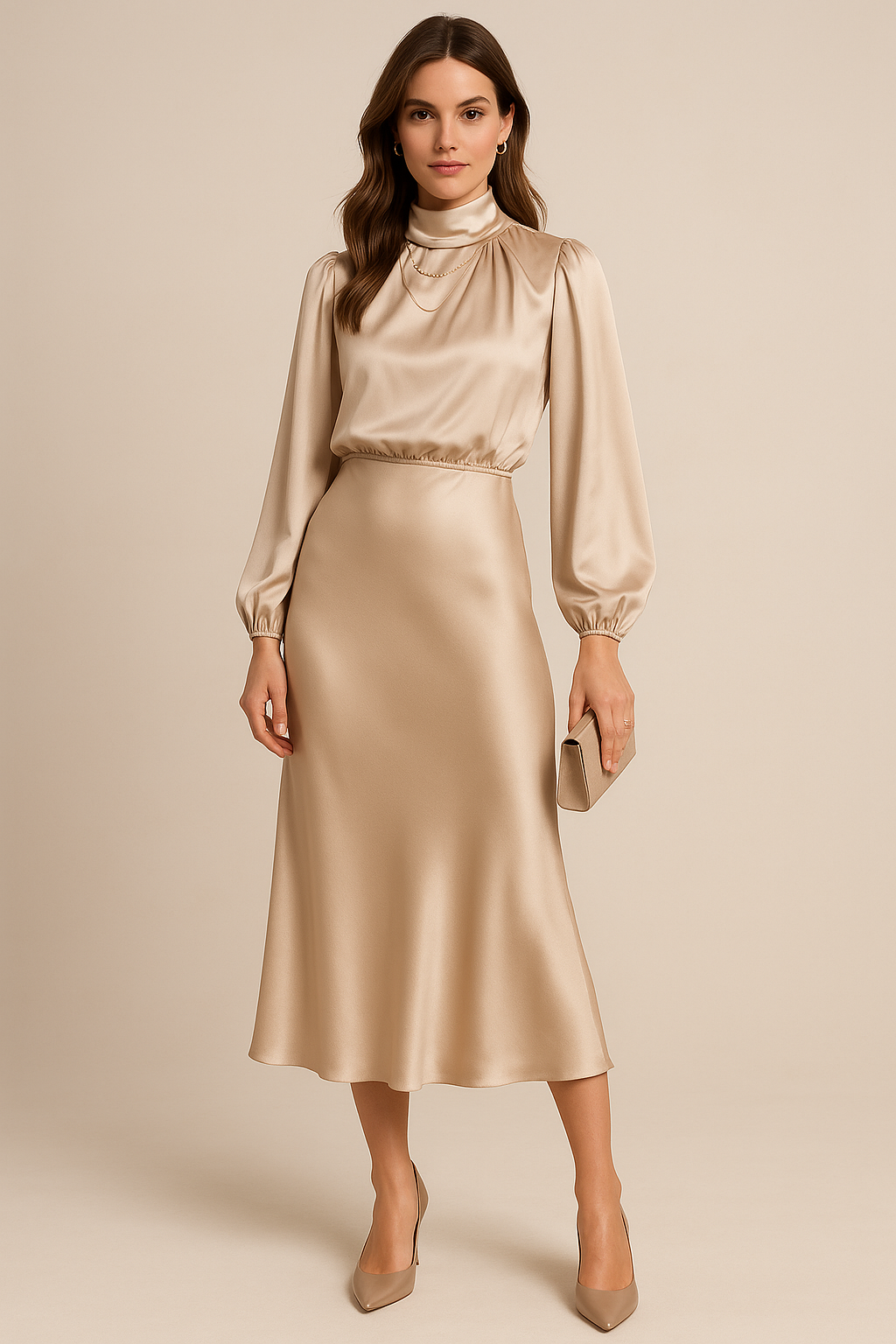 Midi-jurk voor dames, hoge taille, katoen, casual