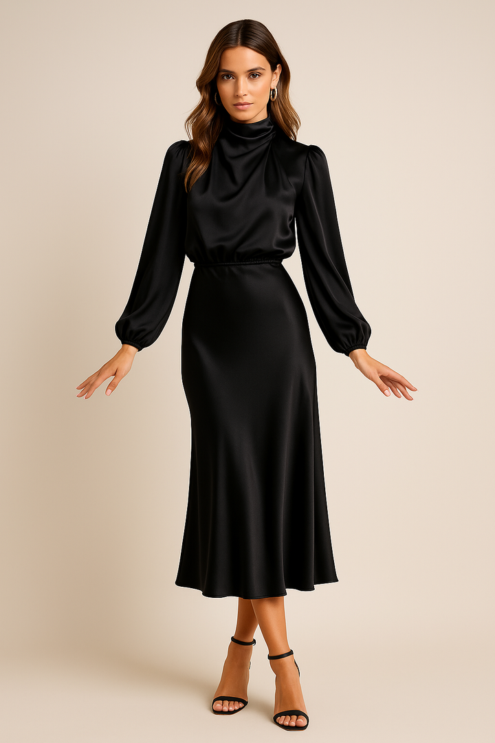 Midi-jurk voor dames, hoge taille, katoen, casual