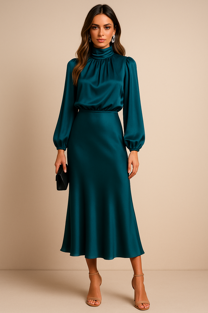 Midi-jurk voor dames, hoge taille, katoen, casual