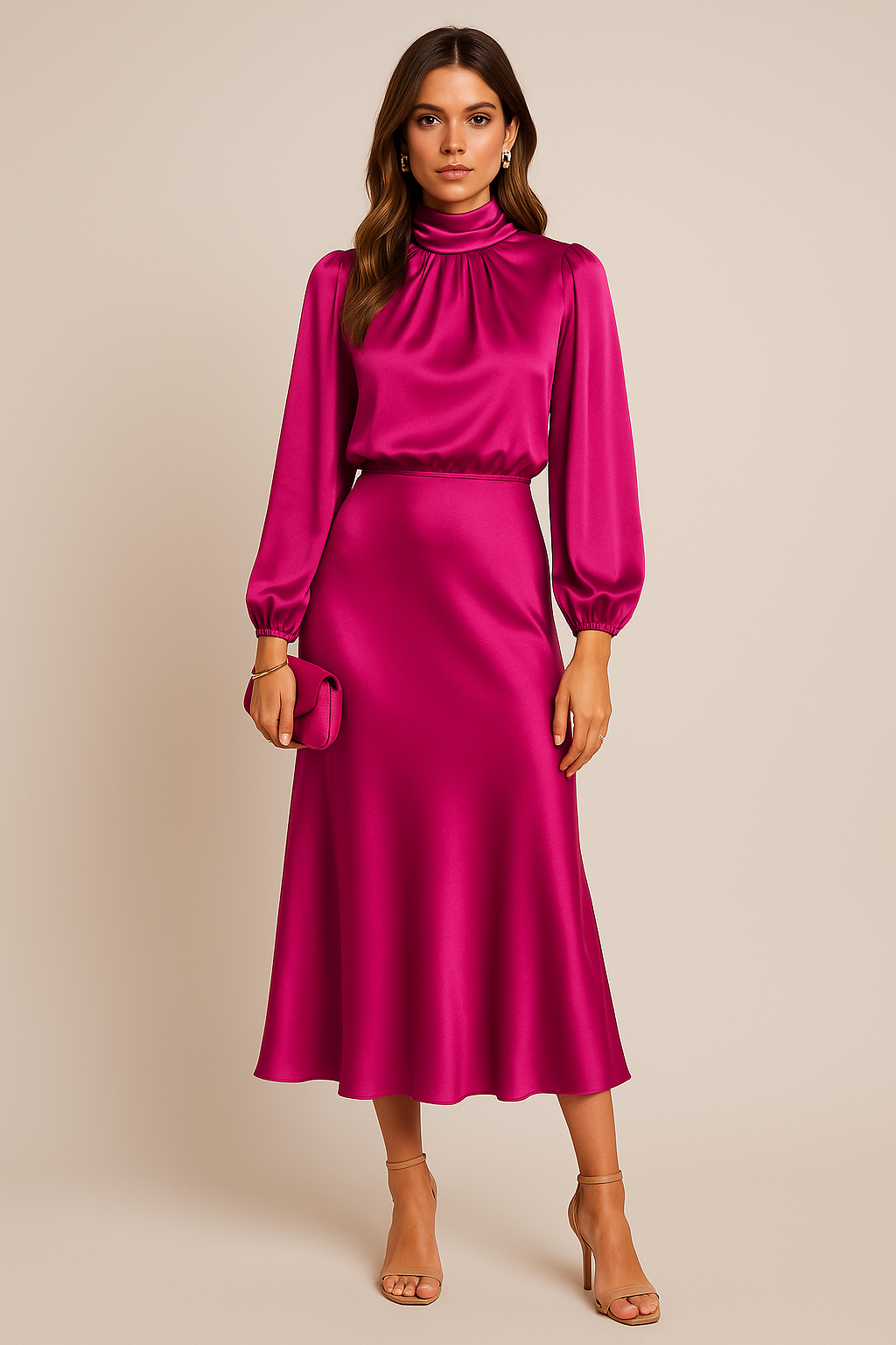 Midi-jurk voor dames, hoge taille, katoen, casual