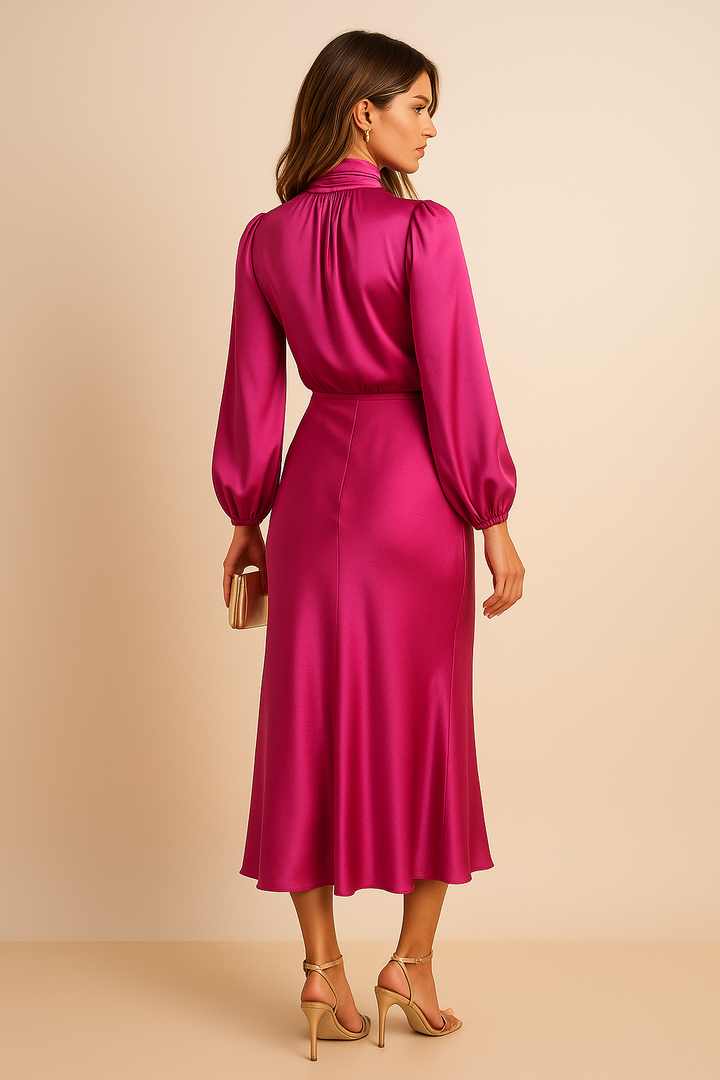 Midi-jurk voor dames, hoge taille, katoen, casual