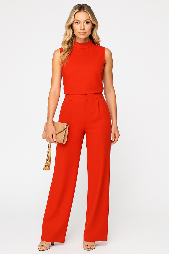Mouwloze jumpsuit voor dames met wijde pijpen