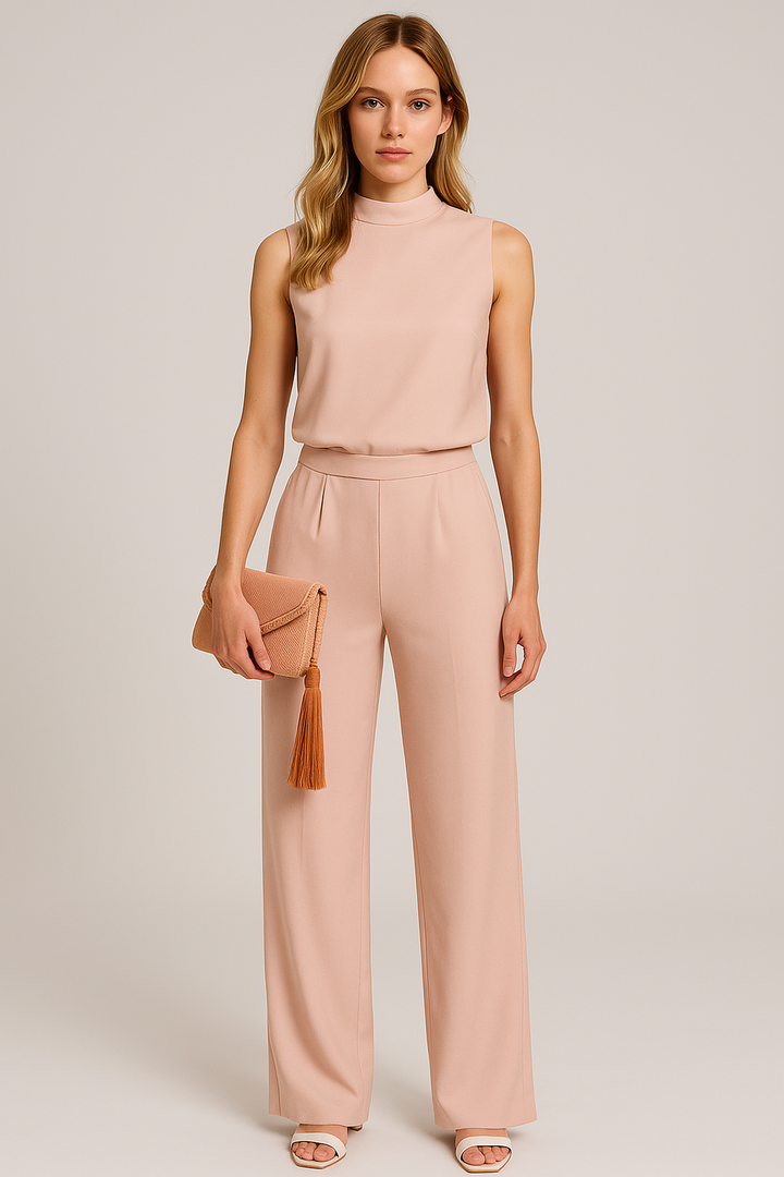 Mouwloze jumpsuit voor dames met wijde pijpen