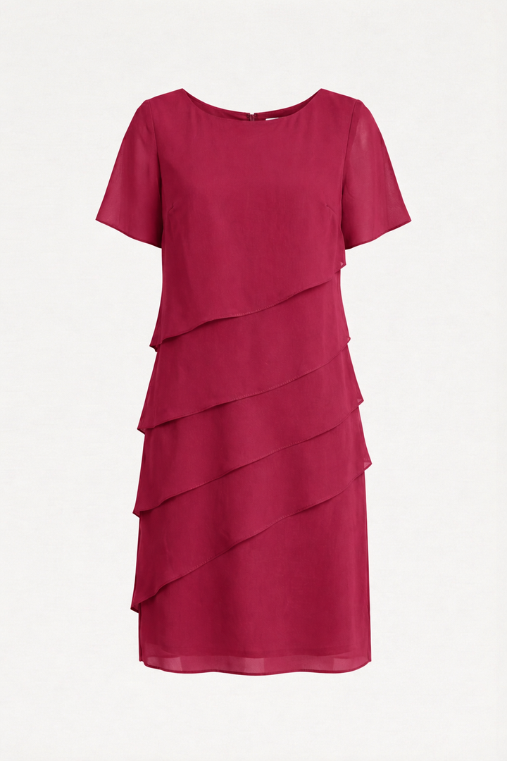 Chiffonjurk voor dames met korte mouwen