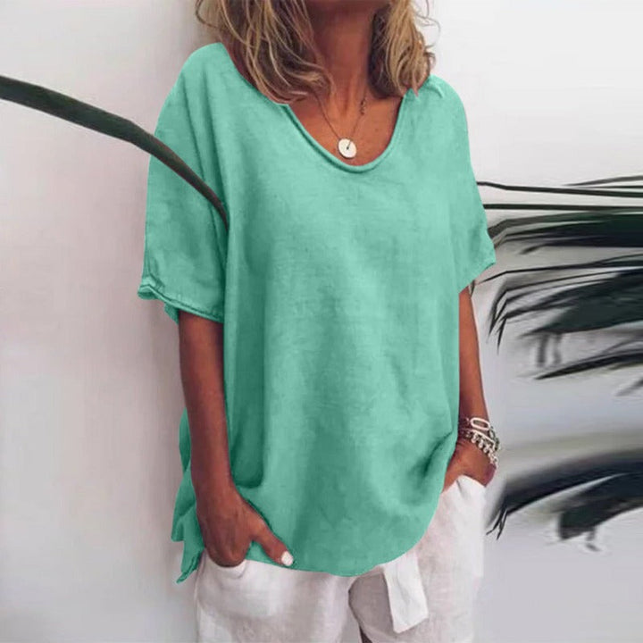 Klassieke losse blouse met korte mouwen voor dames