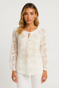 Elegante Kantblouse met Lange Mouwen