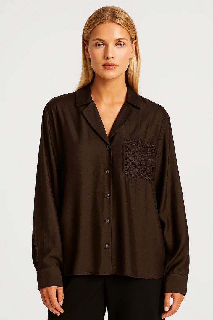Minimalistische Blouse met Kraag en Relaxte Pasvorm
