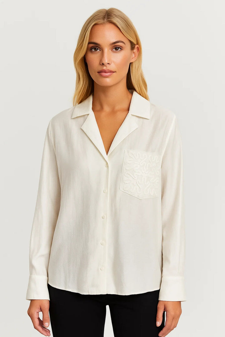 Minimalistische Blouse met Kraag en Relaxte Pasvorm