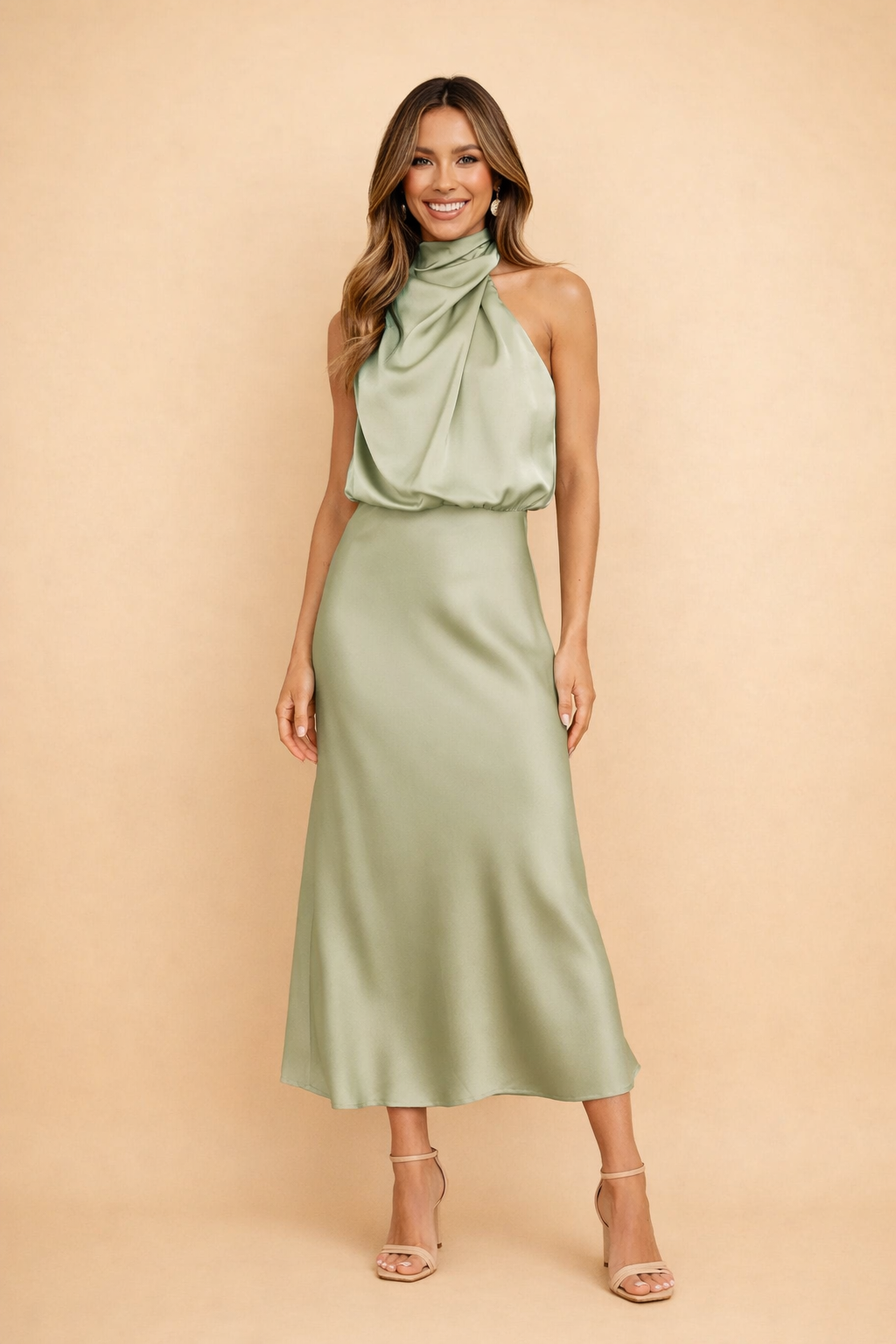 Elegante midi-jurk met één schouder