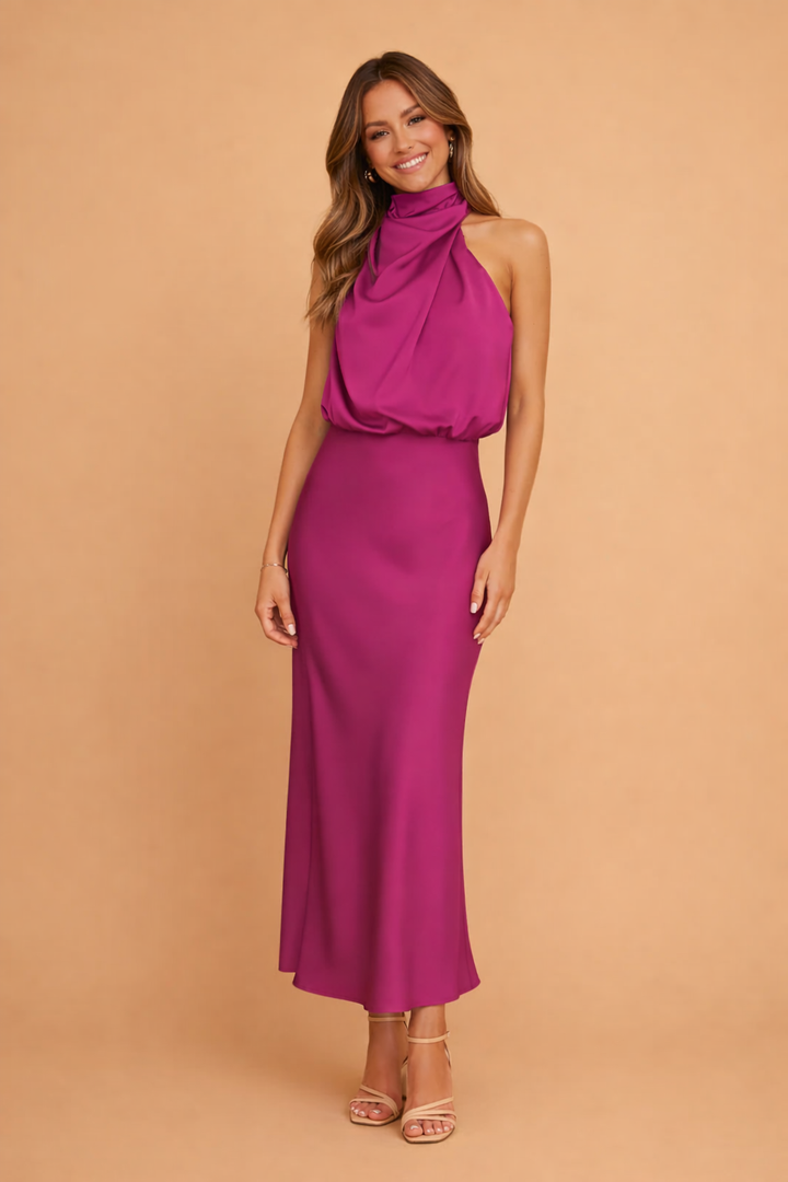 Elegante midi-jurk met één schouder