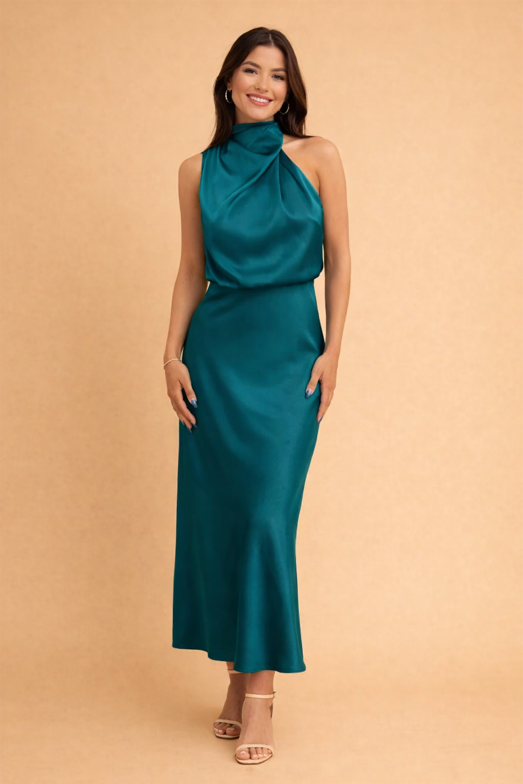 Elegante midi-jurk met één schouder